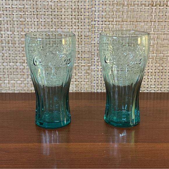 🌟HP🌟VTG Set of 2 Aqua Blue Coca-Cola Fountain Glasses - Picture 5 of 6